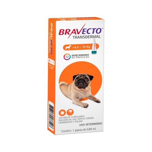 Antipulgas e Carrapatos Bravecto Transdermal MSD para Cães 4,5 a 10kg
