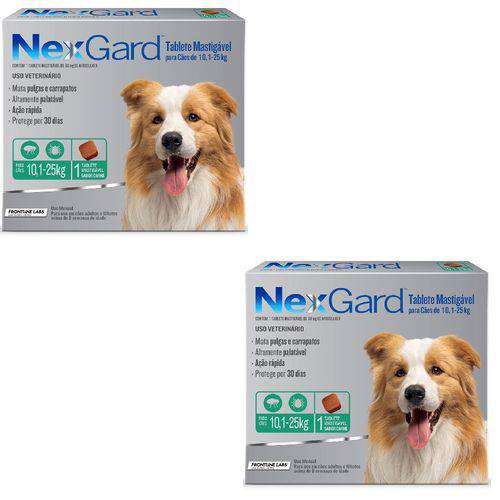 Antipulgas e Carrapatos Cães Nexgard G - 10 a 25Kg - 1 Tablete Mastigável - Combo com 02 Unidades
