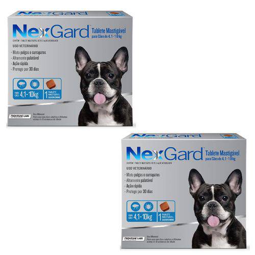 Antipulgas e Carrapatos Cães Nexgard M - 4 a 10Kg - 1 Tablete Mastigável - Combo com 2 Unidades