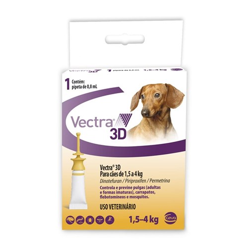 Antipulgas e Carrapatos Ceva Vectra 3D Cães de 1,5 a 4Kg