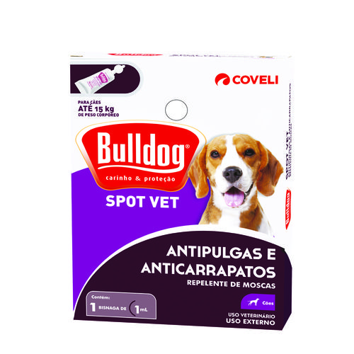 Antipulgas e Carrapatos Coveli Bulldog Spot Vet 1 Bisnaga - Cães Até 15 Kg