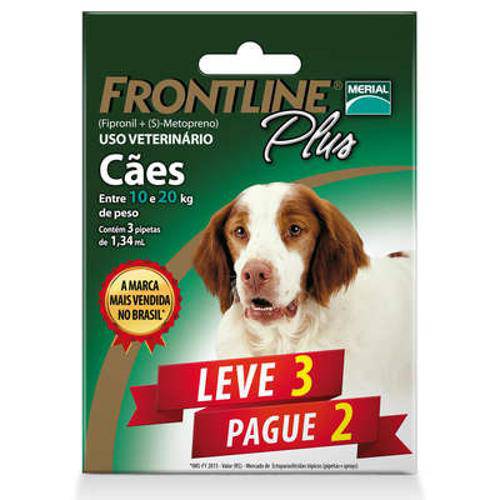 Antipulgas e Carrapatos Frontline Plus para Cães de 10 a 20 Kg - Leve 3 Pague 2