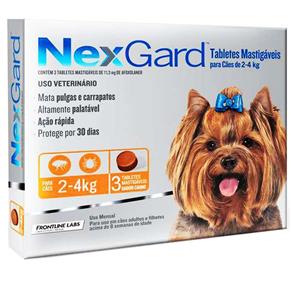 Antipulgas e Carrapatos Merial NexGard 11,3 Mg para Cães de 2 a 4 Kg