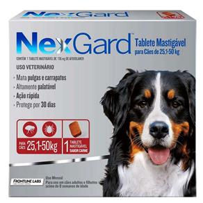 Antipulgas e Carrapatos Merial NexGard 136 Mg para Cães de 25,1 a 50 Kg
