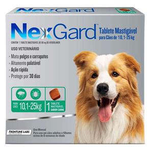 Antipulgas e Carrapatos Merial NexGard 68 Mg para Cães de 10,1 a 25 Kg