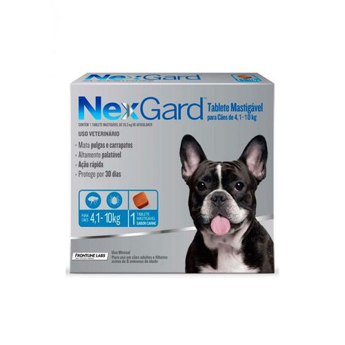 Antipulgas e Carrapatos Merial NexGard para Cães de 4,1 a 10kg 1 Comprimido