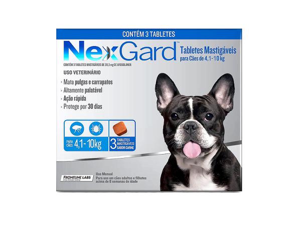 Antipulgas e Carrapatos Merial Nexgard para Cães de 4,1 a 10Kg com 3 Tabletes
