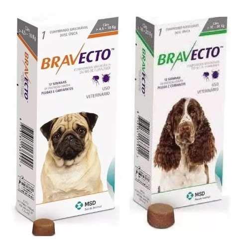 Antipulgas e Carrapatos Msd Bravecto para Cães Kit (1) de 4,5 a 10kg e (1) de 10 a 20kg
