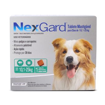 Antipulgas e Carrapatos Nexgard 3,0gr Merial P/ Cães de 10,1 a 25kg - 1 Tablete Mastigável