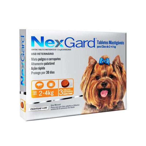 Antipulgas e Carrapatos Nexgard 11,3mg para Cães de 2 a 4kg (3 Tabletes) - Merial