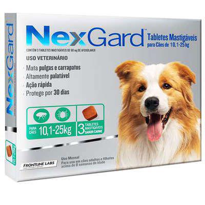 Antipulgas e Carrapatos NexGard 68mg para Cães de 10,1 a 25kg - 3 Comprimidos