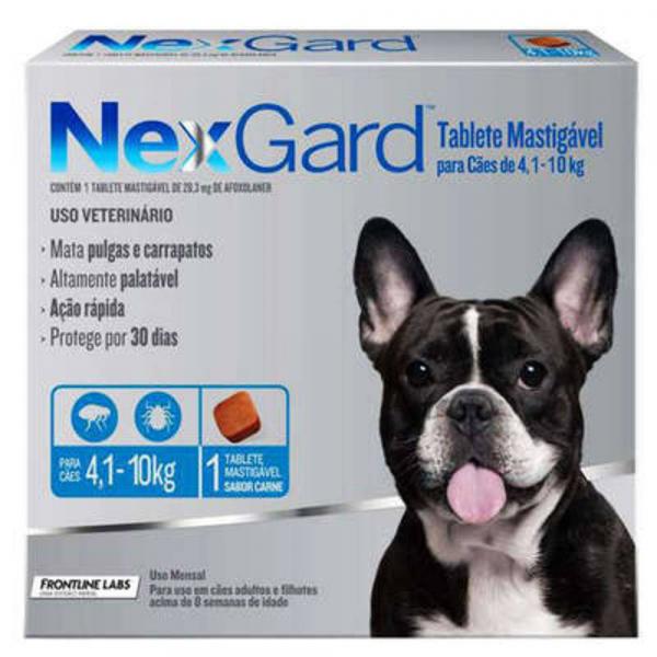Antipulgas e Carrapatos NexGard 28,3 Mg para Cães de 4,1 a 10 Kg com 1 Tablete - Merial
