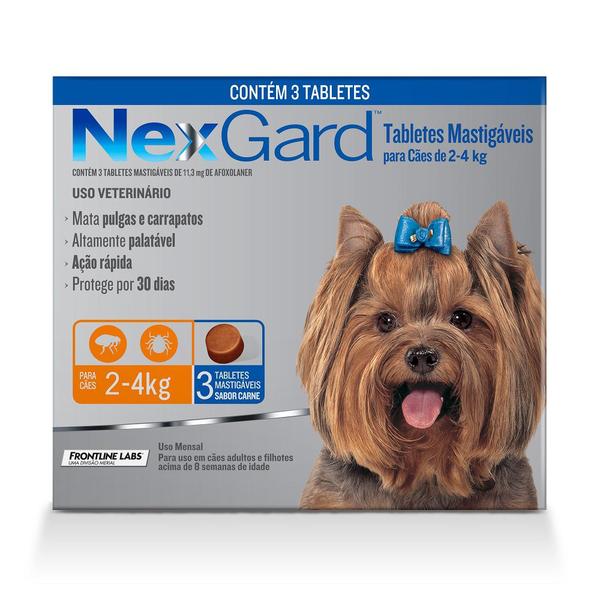Antipulgas e Carrapatos Cães Nexgard 02 a 04kg - 3 Tabletes - Merial