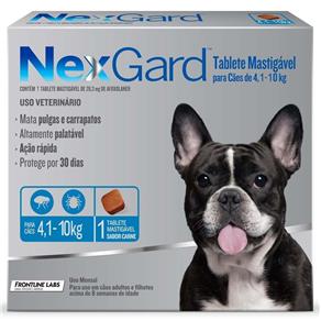 Antipulgas e Carrapatos Nexgard Merial para Cães de 4,1 a 10Kg - 1 Tablete
