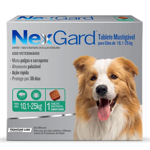 Antipulgas e Carrapatos NexGard 68mg para Cães de 10,1 a 25kg - 1 Comprimido