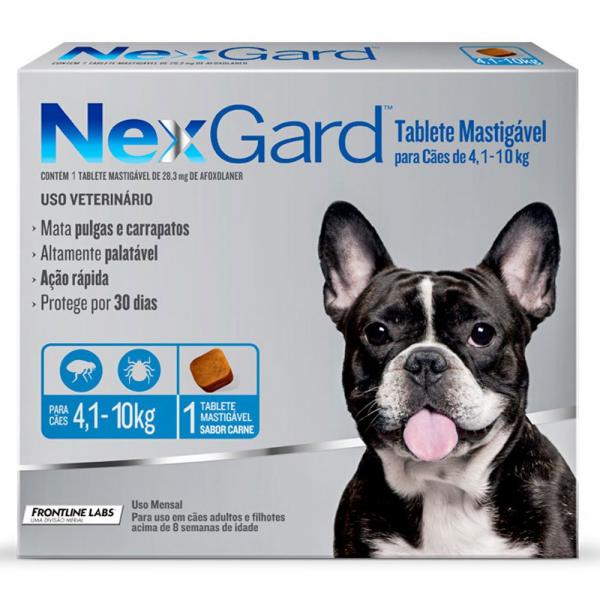 Antipulgas e Carrapatos NexGard para Cães de 4,1 a 10 Kg com 1 Comprimido