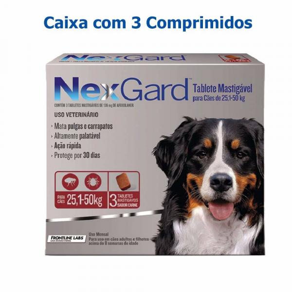 Antipulgas e Carrapatos Nexgard para Cães de 25 a 50Kg com 03 Tabletes - Merial-nexgard