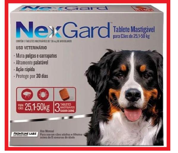 Antipulgas e Carrapatos Nexgard para Cães de 25 a 50Kg com 03 Tabletes - Merial