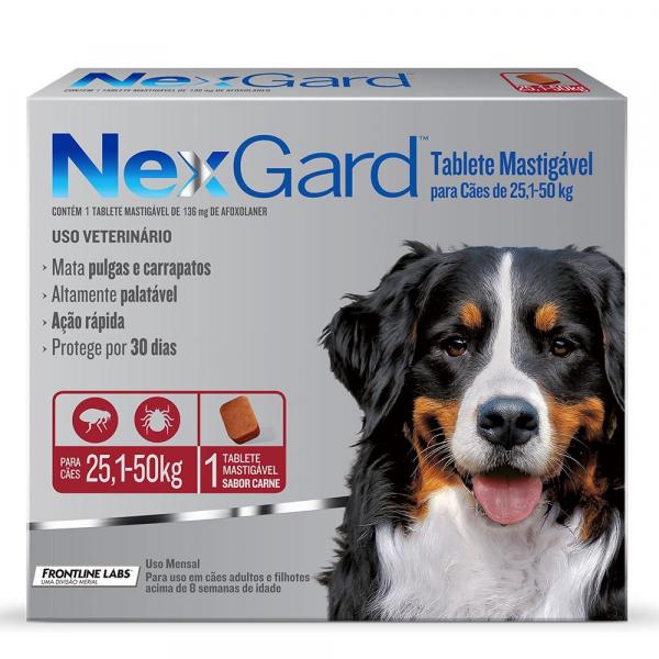 Antipulgas e Carrapatos Nexgard para Cães de 25 a 50Kg com 06 Tabletes - Merial-nexgard