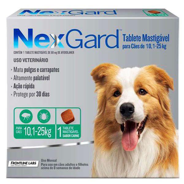 Antipulgas e Carrapatos para Cães Nexgard de 10,1 a 25kg - Tablete Mastigável - Merial