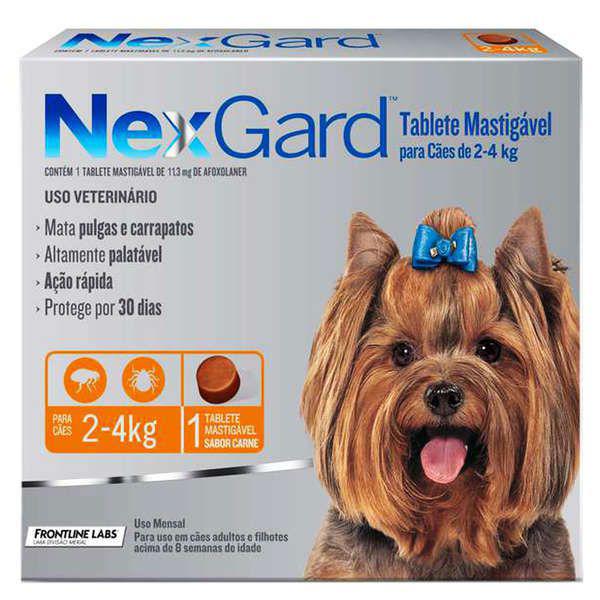 Antipulgas e Carrapatos para Cães Nexgard de 2 a 4kg - Tablete Mastigável - Merial