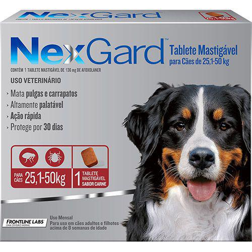 Antipulgas e Carrapatos para Cães Nexgard GG de 25 a 50kg Tablete Mastigável