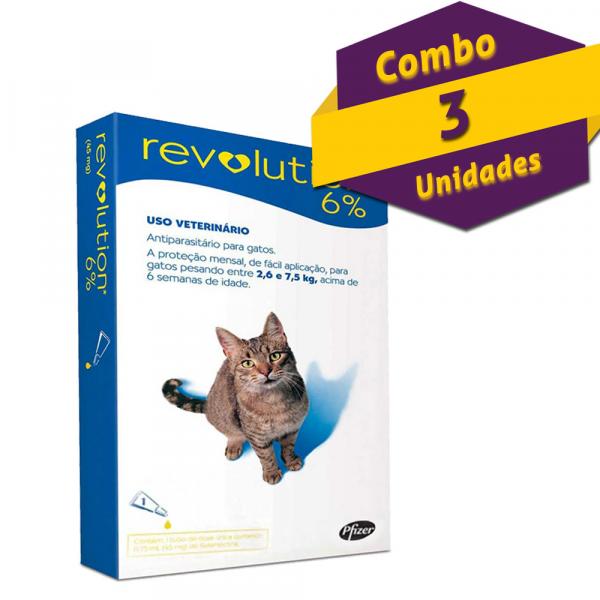 Antipulgas e Carrapatos Revolution 6 Combo para Gatos de 2,5 a 7,5 Kg