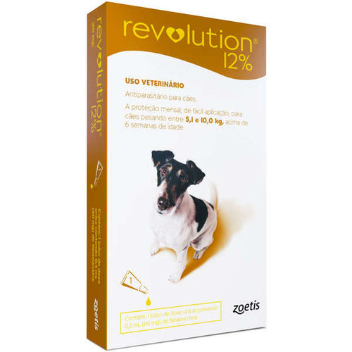 Antipulgas e Carrapatos Revolution Zoetis 12% 0.50ml para Cães 5,1kg a 10kg
