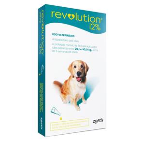 Antipulgas e Carrapatos Zoetis Revolution 12% para Cães de 20,1 a 40 Kg com 1 Pipeta