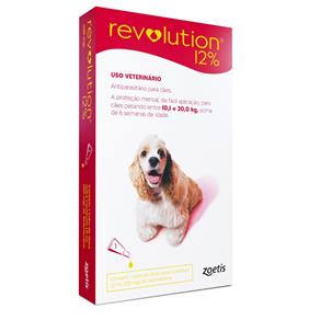 Antipulgas e Carrapatos Zoetis Revolution 12% para Cães de 10,1 a 20 Kg 1 Pipeta