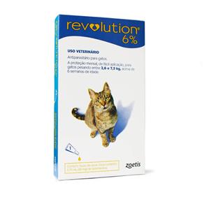 Antipulgas e Carrapatos Zoetis Revolution 6% para Gatos de 2,6 a 7,5kg