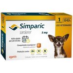 Antipulgas e Carrapatos Zoetis Simparic 5mg para Cães 1,3 a 2,5kg com 1 Comprimido