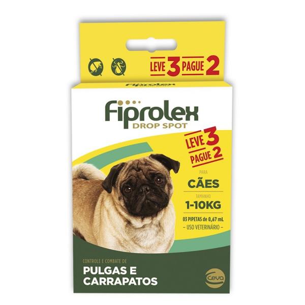 Antipulgas Fiprolex Cães Até 10kg Combo 3 Pipetas - Ceva