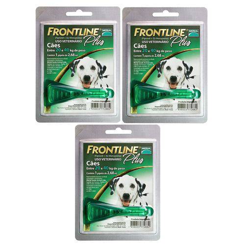 Antipulgas Frontline Plus Cães 20 a 40 Kg Combo C/3