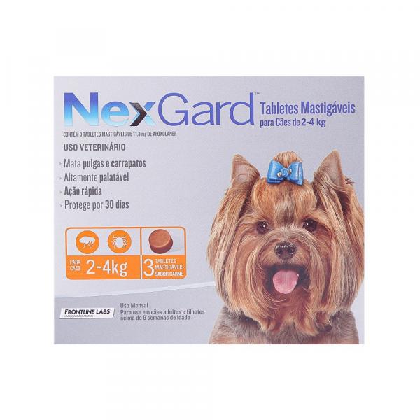 Antipulgas Nexgard para Cães de 2 a 4kg Merial com 3 Tabletes - Medial