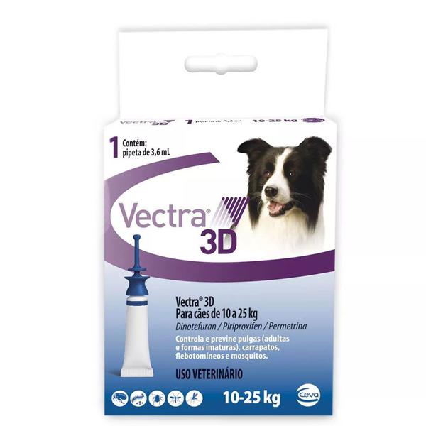 Antipulgas Vectra 3D 3,6ml 10 a 25kg Cães Ceva