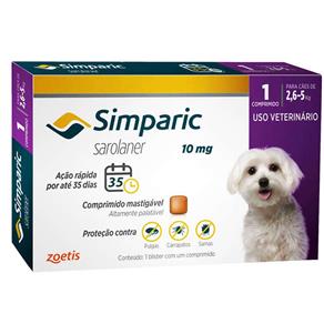 Antipulgas Zoetis Simparic 20 Mg para Cães 5,1 a 10 Kg
