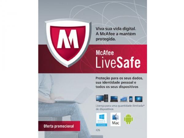 Antivirus Live Safe McAfee - Proteção Ilimitada - para Computadores + Smartphones e Tablets