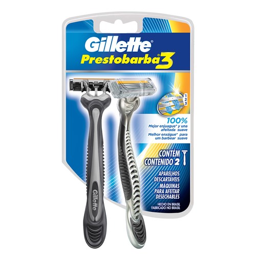 Aparelho de Barbear Descartável Gillette Prestobarba 3 - 2 Unidades
