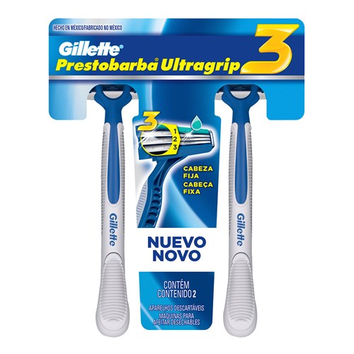 Aparelho de Barbear Descartável Gillette Prestobarba Ultragrip - 2 Unidades