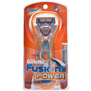 Aparelho de Barbear Gillette Fusion Power com 1 Carga e 1 Pilha 2691 – Prata/Laranja