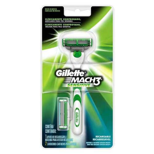 Aparelho de Barbear Gillette Mach-3 + 1 Carga Sensitive