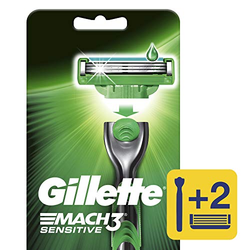 Aparelho de Barbear Gillette Mach3 Sensitive, 2 Cargas