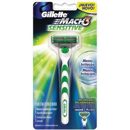 Aparelho de Barbear Gillette Mach3 Sensitive Recarregável 1 Unidade