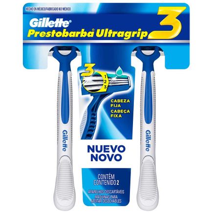 Aparelho de Barbear Gillette Prestobarba Ultragrip 3 Fixo 2 Unidades