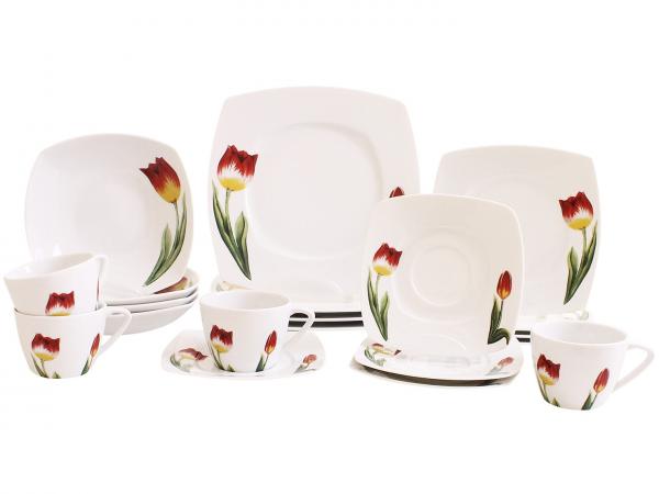 Aparelho de Jantar 20 Peças Casamiga Quadrado - Porcelana Tulipa