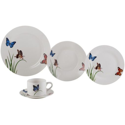 Aparelho de Jantar 20 Peças para Chá em Porcelana Azul Butterflies 2137 Lyor