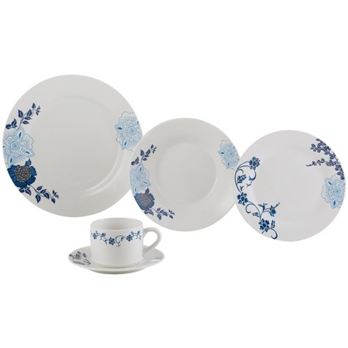Aparelho de Jantar 20 Peças para Chá em Porcelana Azul Classic 2138 Lyor Classic