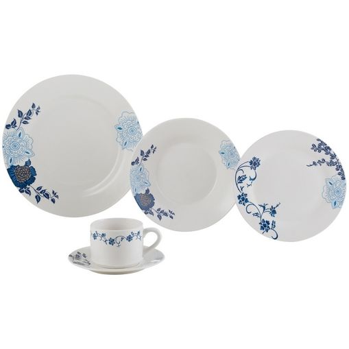 Aparelho de Jantar 20 Peças para Chá em Porcelana Azul Classic 2138 Lyor