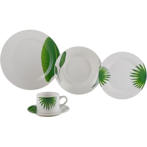 Aparelho de Jantar 20 Peças para Chá em Porcelana Verde Leaves 2136 Lyor